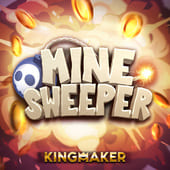Minesweeper grid game icon at bouncing ball